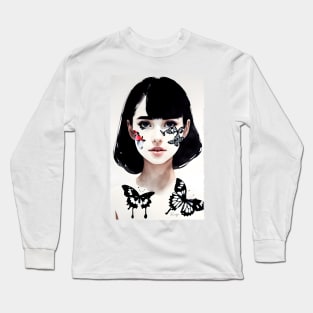 Girl with butterflies #02 Long Sleeve T-Shirt